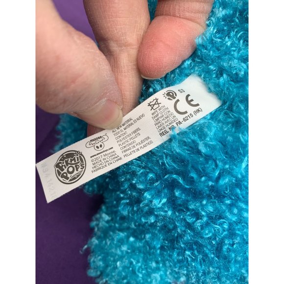 Pikmi Pops Moose Blue Pink Heart Embroidered Face 8 Inch Round Plush Stuffed Ani - Picture 6 of 8